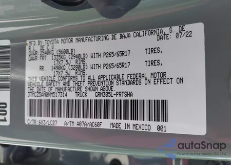 2022 Toyota Tacoma Trd Sport z USA, uszkodzony, nr VIN 3TMCZ5AN0NM517314